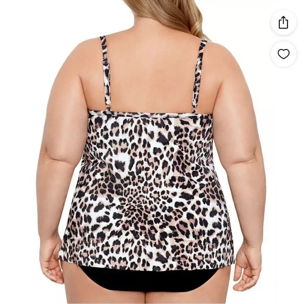 NWT Swim Solutions HIDDEN SPOTS Knotted Flyaway Fauxkini One-Piece Swimsuit - Picture 4 of 8